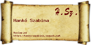 Hankó Szabina névjegykártya